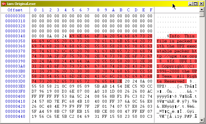 hex code of iam.exe